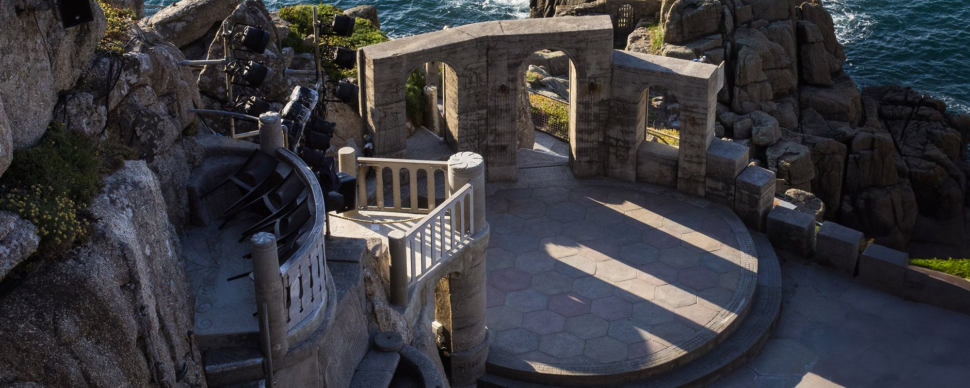 Classic view of the Minack stage circle and arches