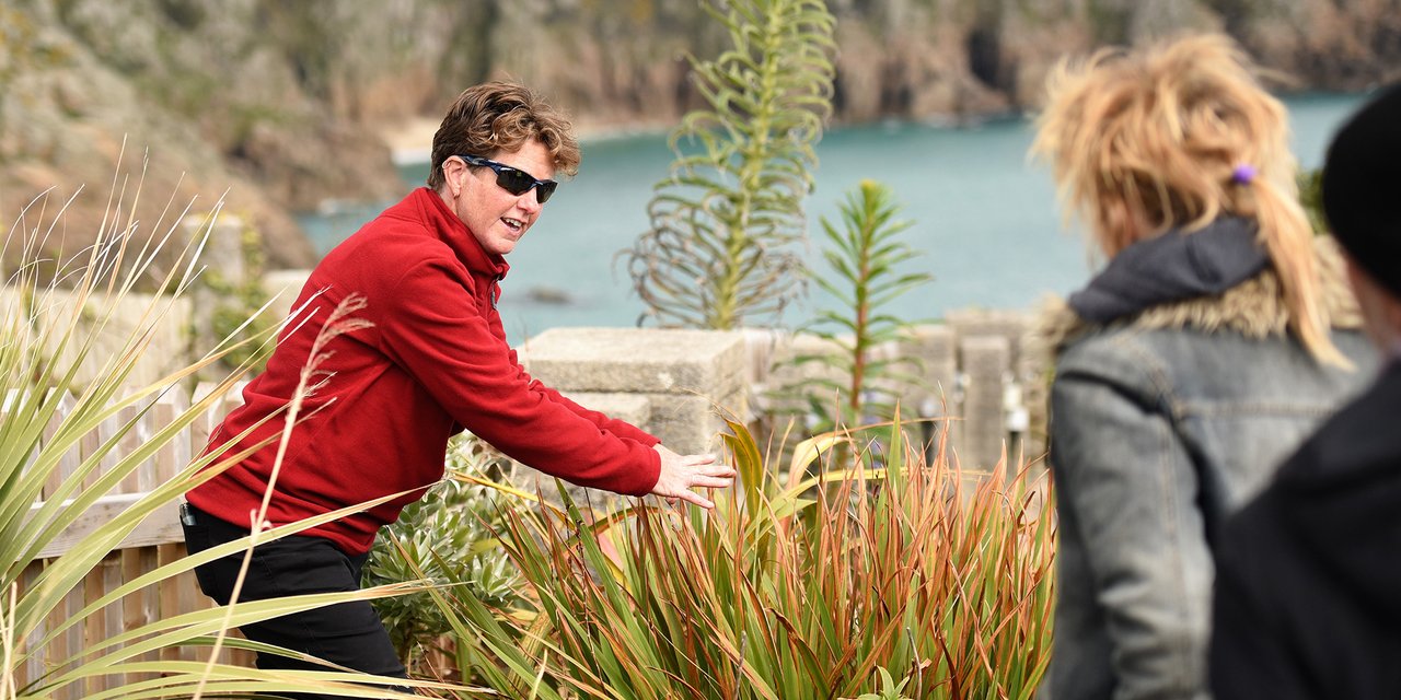 Head Gardener Claire leading a tour of the Minack garden