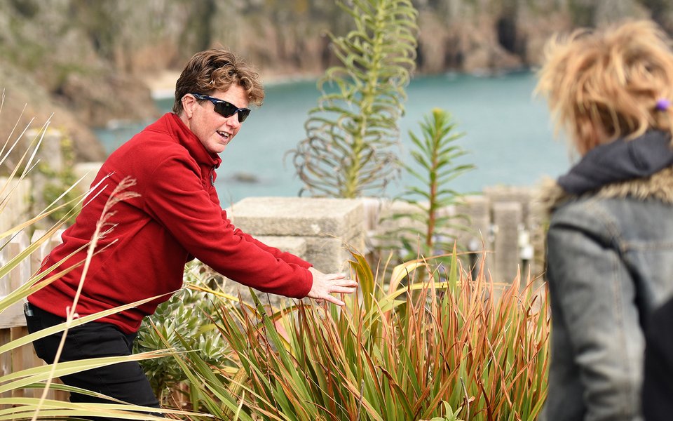 Head Gardener Claire leading a tour of the Minack garden