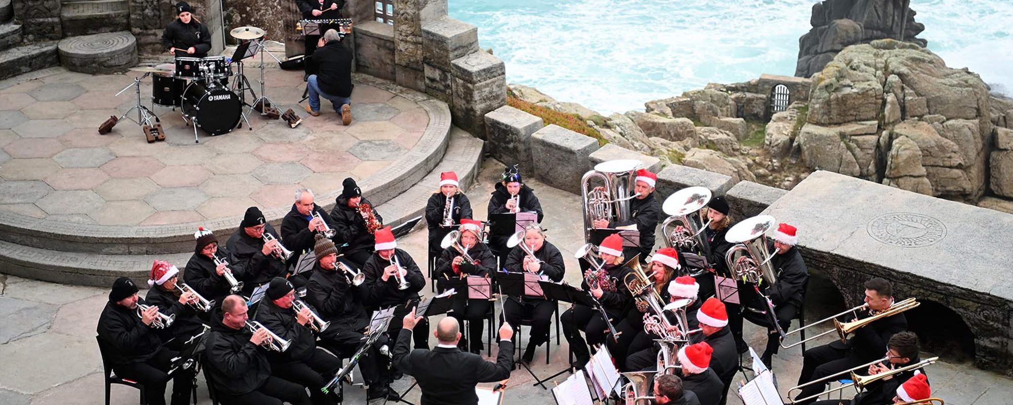 Pendeen Silver Band performing on the Minack Stage