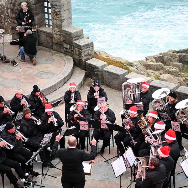 Pendeen Silver Band performing on the Minack Stage
